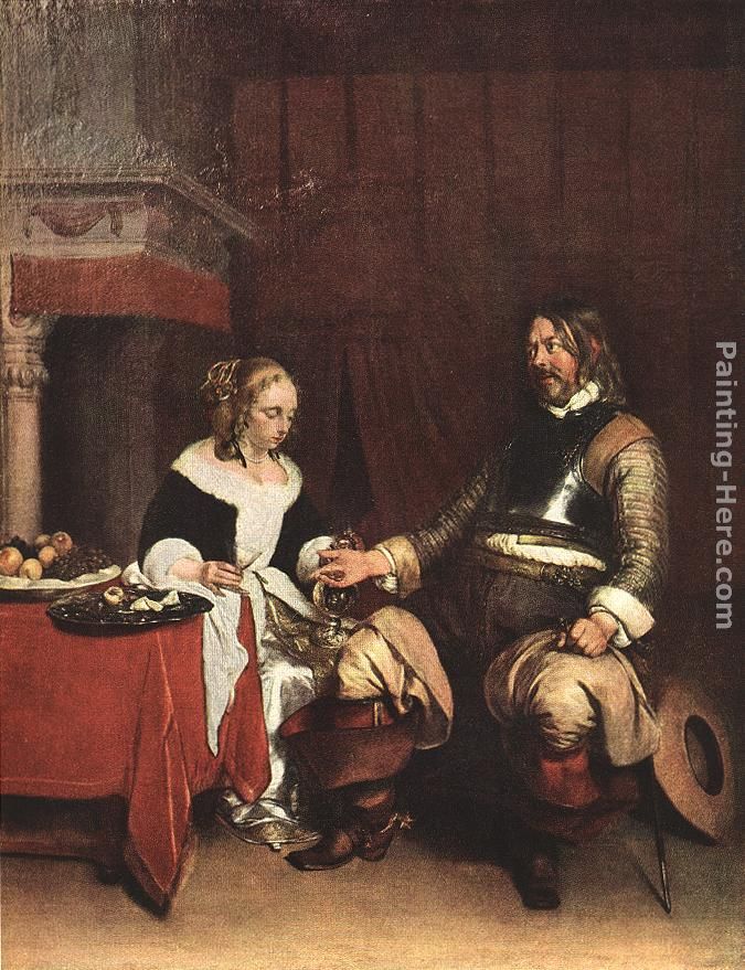 Man Offering a Woman Coins painting - Gerard ter Borch Man Offering a Woman Coins art painting